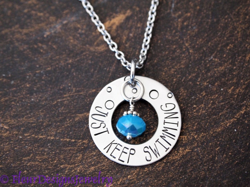 JUST KEEP SWIMMING Necklace Jewelry for Swimmers Etsy