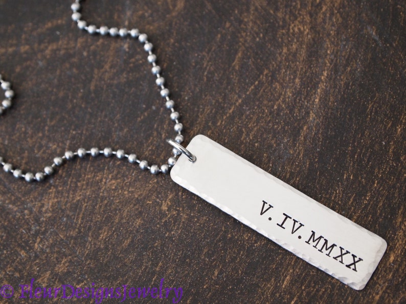 necklace with roman numeral date