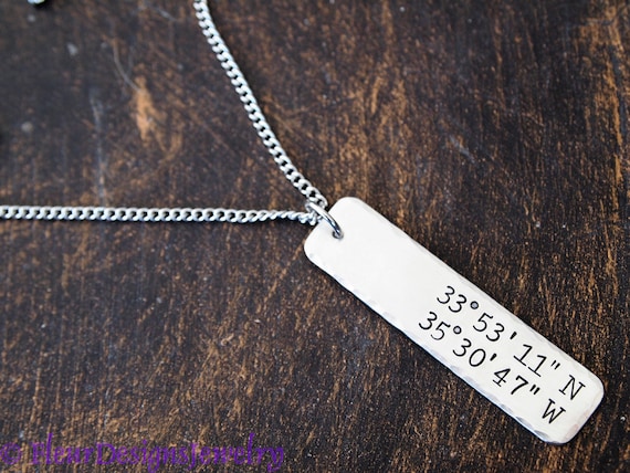 Custom Coordinates Necklace Latitude and Longitude Pendant Coordinates Necklace Etsy