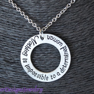 Nothing is Impossible-- Louisa May Alcott Quote Necklace, Inspirational Jewelry for Her