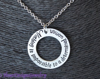 Nothing is Impossible-- Louisa May Alcott Quote Necklace, Inspirational Jewelry for Her