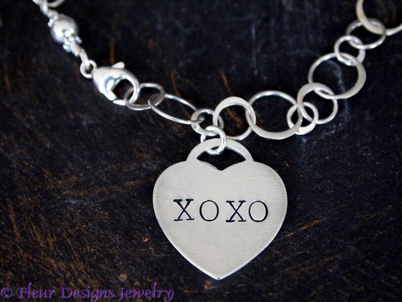 XOXO Heart Charm Bracelet I Love You Silver Charm Bracelet Etsy