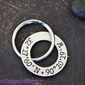 Latitude Longitude Keychain, Custom Coordinates Key Chain, Anniversary Keychain