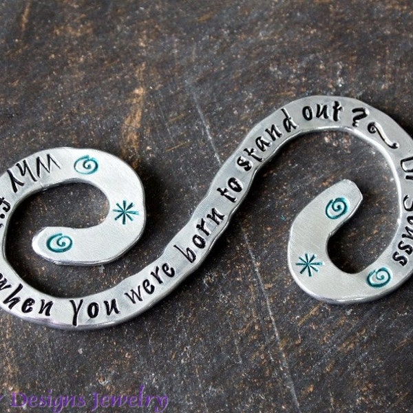 Why Fit in... Dr. Seuss Quoted Bookmark, Hand Stamped Bookmark, Custom Bookmark