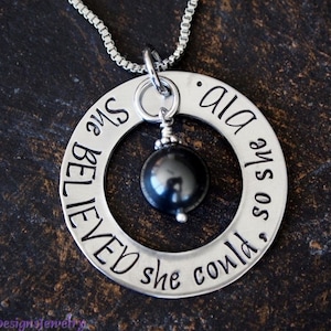She BELIEVED she could so she DID Necklace, Inspirational Jewelry, Inspirational Message Necklace