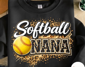 Nana de sóftbol divertida PNG, Nana leopardo de una jugadora de sóftbol, Camiseta de abuela de sóftbol, Sublimación deportiva PNG