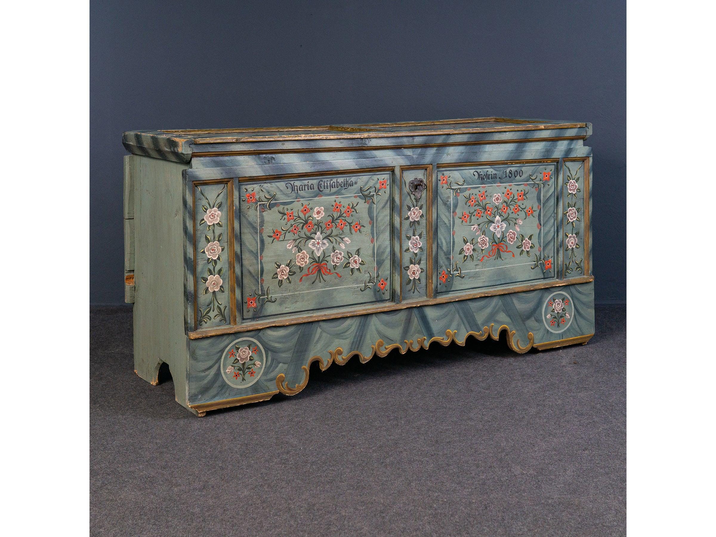 large antique chest flat lid chest box chest of drawers old 2308_1402