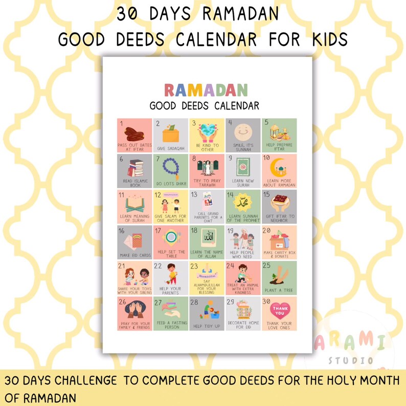 Kids Good Deeds Ramadan Calendar Kids Ramadan Gift Kids Ramadan Daily ...