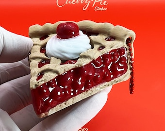 Cherry Pie Clicker: 3D Printed Fidget Toy, Desk Accessory, Food Keychain, Sensory Button
