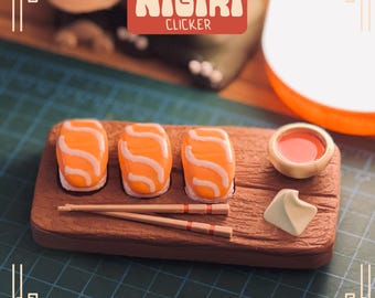 Salmon Nigiri Clicker – Sushi Fidget for Stress Relief, Desk Toy Gift