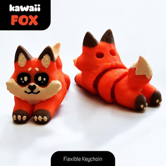 Kawaii Fox Flexi Keychain 3D Print STL File - Etsy