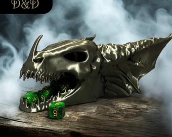 Fantasy Dragon Skull Dice Holder: Gothic Tabletop RPG Accessory (STL File)