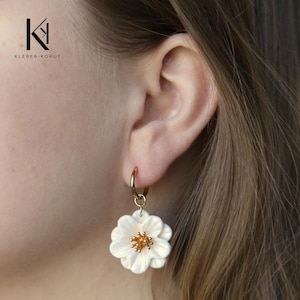 Flower Earrings I Polymer Clay Earrings I Polymer Clay Flower Earrings I Flower Jewelry I Polymer Clay Flower Jewelry I White Earrings