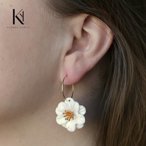 Flower Earrings I Polymer Clay Earrings I Polymer Clay Flower Earrings I Flower Jewelry I Polymer Clay Flower Jewelry I White Earrings