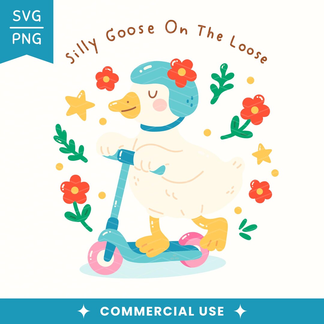 Silly Goose Racing Silly Goose on the Loose Svg Png, Silly Goose Riding Scooter, Silly ...