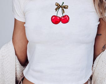 Cherry Baby Tee, Coquette Baby Tee, Coquette Aesthetic Graphic Tee, Baby Tee Shirt, Cherry Bow Women's Baby Tee, Y2k Baby Tee, 90s Baby Tee