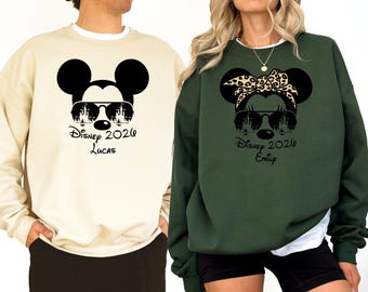 Disney 2026 Custom Sweatshirt, Mickey Minnie Sweatshirt, Disneyland Couple Sweatshirt, Disney Hoodie, Disneyland Holiday
