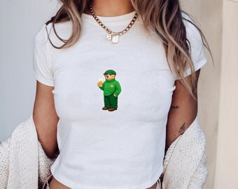 St Patricks Day Bear Baby Tee, Retro Irish 90s Baby Tee, Women's St Pattys Day Shirt, Lucky Girl Irish Shirt, Shamrock Baby Tee