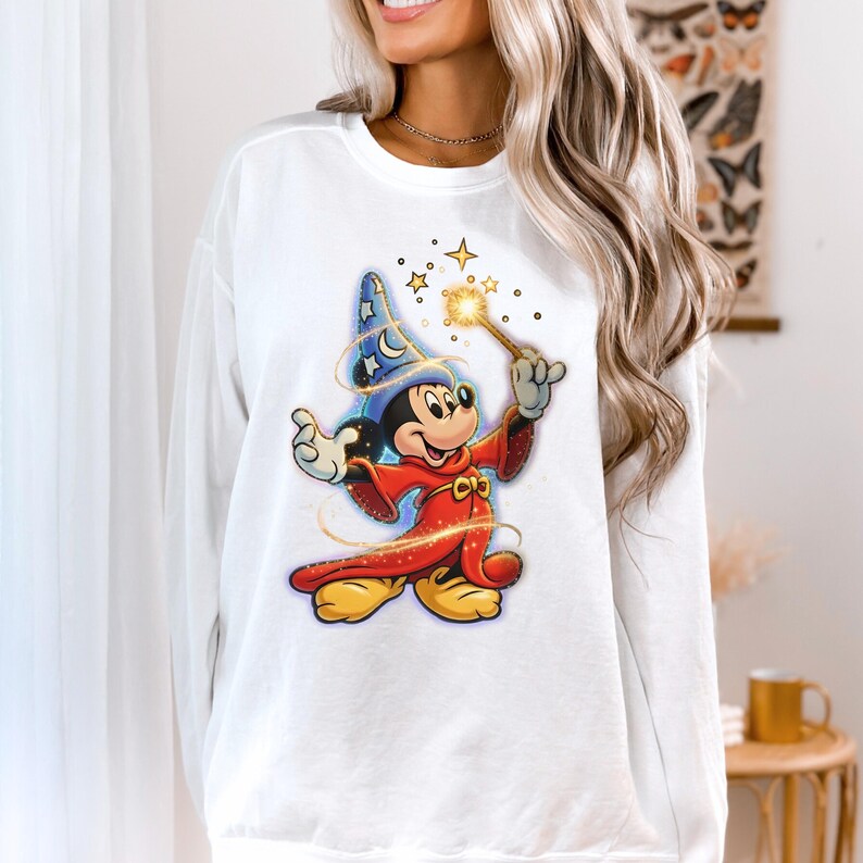 Disney Fantasia Comfort Colors Sweatshirt, Retro Mickey Mouse Sorcerer Sweatshirt, Disneyland Trip Sweatshirt, Gift for Disney Lovers image 4