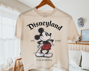 Disneyland Retro Mickey Mouse Comfort Colors Crop Top Boxy Tee, 90s Style Mickey Mouse Shirt, Disneyland Est. 1955 California Tee