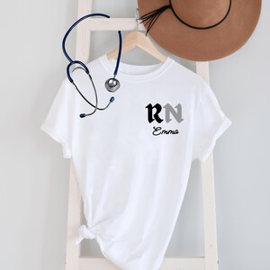 Custom Registered Nurse Shirt With Name, Personalized RN Pocket Shirt, Nurse Appreciation Gift, Nurse Gift Idea, Nurse Week Gift, RN Shirt