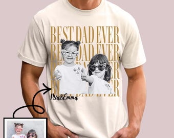 Custom Dad Vintage Photo Comfort Colors Shirt, Personalized Fathers Day Tee With Kids Photo, Funny Dad Tee, Best Dad Ever Tee, New Dad Gift