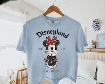 Disneyland Retro Minnie Mouse Comfort Colors Crop Top Boxy Tee, 90s Style Minnie Mouse Shirt, Disneyland Est. 1955 California Tee