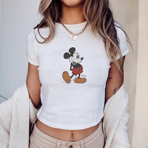 Retro Mickey Disney Baby Tee, Y2k 90s Style Mickey Mouse Tee, Classic Mickey Baby Tee