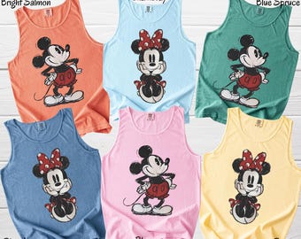 Disney Mickey Minnie Comfort Colors Tank Top, Mickey Minnie T-Shirt, Disneyland Trip Family Shirts