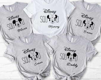 Custom Name Disney Family Vacation Matching Shirts, Mickey and Minnie Head Shirts, Personalized Disney Trip Matching Shirt, Disney Squad Tee