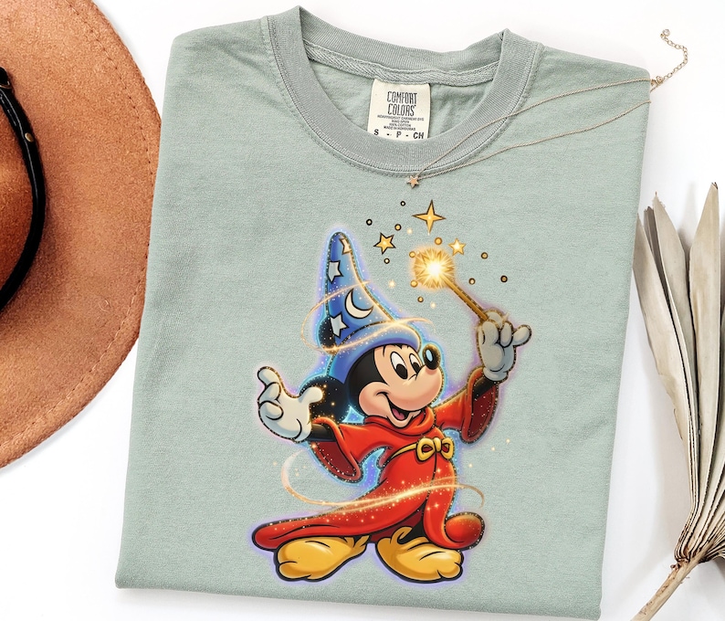 Disney Fantasia Comfort Colors Shirt, Retro Mickey Mouse Sorcerer Tee, Disneyland Trip Shirt, Gift for Disney Lovers zdjęcie 5