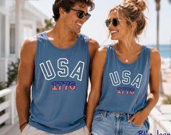 USA Matching Comfort Colors Tank Tops, Couples Tank, 1776 Tank Top, Patriotic Summer Shirt, Fourth of July Shirt