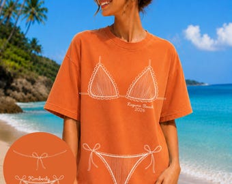 Customized Beach Bikini Comfort Colors Shirt, Coastal Bachelorette Party Shirts, Bridesmaid Gift