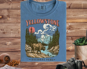 Comfort Colors Yellowstone National Park TShirt, Retro US Parks Tee Shirt, Yellowstone Shirt, National Park Shirt, Road Trip Shirt