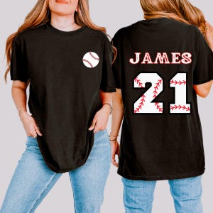Comfort Colors Custom Baseball Name and Number Shirt, Personalized Baseball Shirt, Baseball Shirt, Game Day Shirt, Baseball Player Shirt