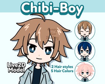 Chibi Boy VTuber Model | Live2D Avatar, Fully Rigged PNGtuber Character