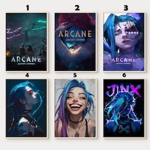 Arcane League Of Legends Poster Set 3, Jinx Wandkunst, Jinx Arcane Poster, Arcane Filmposter, Videospielposter LOL