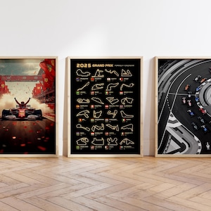 Formel-1-Poster, F1-Geschenk, Formel-1-Wandkunst, 3er-Set F1-Poster, Motorsport-Poster, Formel-1-Poster, Spielzimmer, F1-Rennen, Grand-Prix