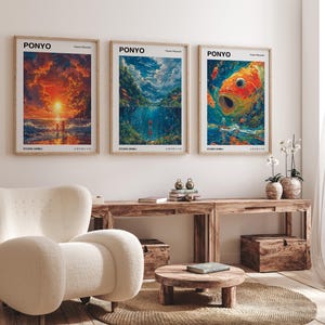 Studio Ghibli Ponyo Poster Set, Ponyo Druck, Hayao Miyazaki, Die kleine Meeresprinzessin, Japanisches Zeichentrick Poster, Poster Geschenk, Geschenk für Kinder