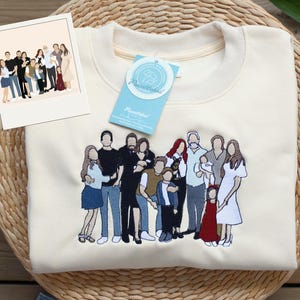 Custom Family Portrait Embroidered Sweatshirt,Personalized Portrait from Photo Sweatshirt/Hoodie/Tshirt, Mother&#39;s Day Gift, Gift For Dad