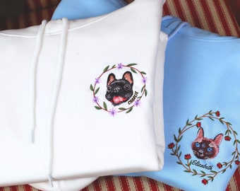 Custom Pet Embroidered Hoodie, Embroidered Personalized Pet Sweatshirt with Photo,Custom PetName Shirt,Unique Pet LoverGift,Dog Mom/Dad Gift