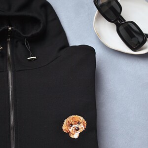 Sudadera con cremallera bordada personalizada para mascotas, camiseta con cara de mascota personalizada a partir de la foto de la mascota, sudadera con flores naturales de estilo urbano, regalos para mamá y papá de mascotas