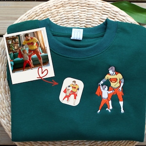 Custom Embroidered Portrait Sweatshirt&hoodie: Personalized Father's Day Gift;Custom Embroidered Portrait T-shirt