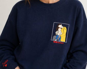 Custom Photo Embroidered Sweatshirt, Minimalist Portrait from Your Photo, Mother'S Day Gifts