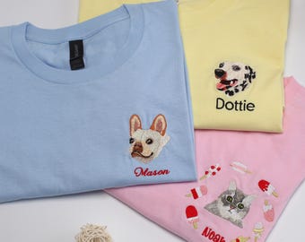 Custom Pet T-Shirt with Photo, Embroidered T-Shirt, Mother'S Day Gifts, Custom Pet Name Shirt, Unique Gift for Pet Lover