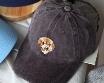 Custom EMBROIDERED Pet Hat with Photo, Personalized Dog & Cat Pet Name Baseball Cap, Dog Mom Hat, Mother'S Day Gifts