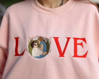Custom Photo Embroidered Sweatshirt, Minimalist Portrait Outline from Your Photo, Mother'S Day Gifts