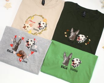 Custom Pet Embroidered TShirt, Embroidered Personalized Pet Sweatshirt with Photo,Custom PetName Shirt,Unique Pet LoverGift,Dog Mom/Dad Gift