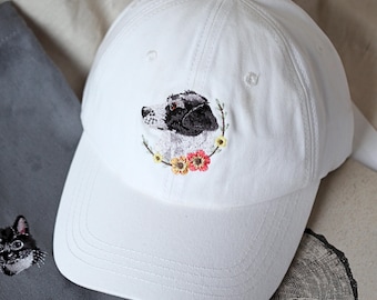 Custom EMBROIDERED Pet Hat with Photo, Personalized Pet Portrait Hat, Custom Dog & Cat Pet Name Baseball Cap, Unique Gift for Pet Lovers