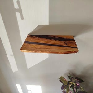 Olive Wood and Resin Floting Shelf, modern wooden rustic shelves, house warming gift, book shelf, live edge custom shelf